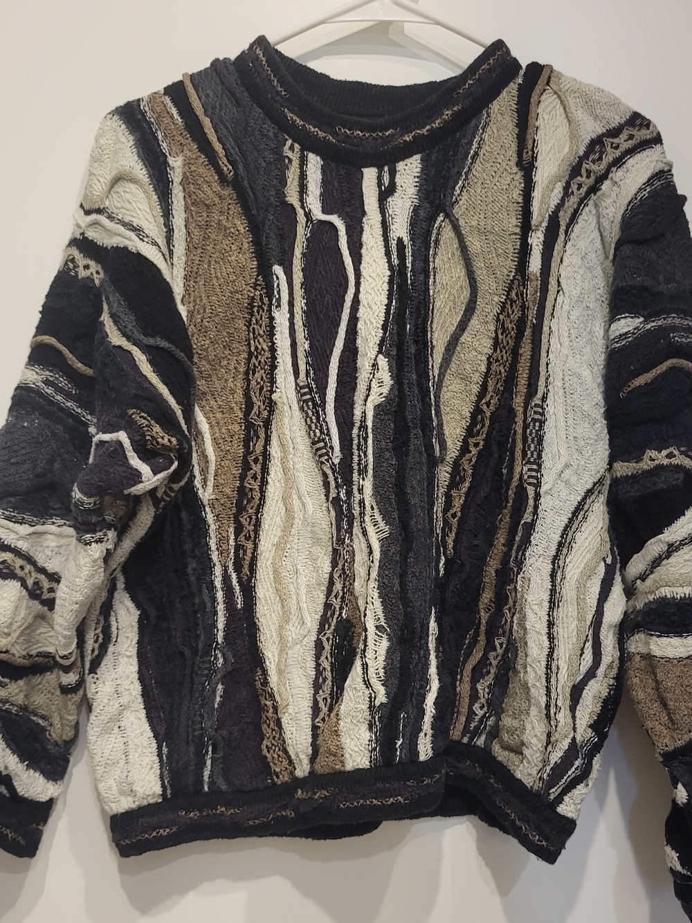 Vintage COOGI sz S -- Textured Multi-Color Wave Knit Sweater